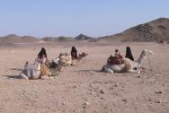Projížďka na velbloudu v poušti opravdu stojí za mírný příspěvek půvabné beduínce s miminkem