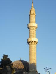 Rhodos - minaret v zapadajícím slunci