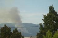 Lesní požár - pohled z  balkonku
