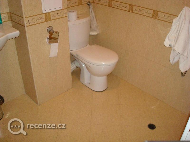 Koupelna s pohledem na místo pro sprchování