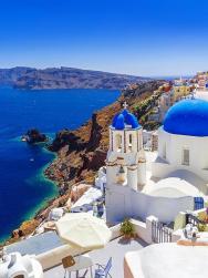 Santorini, krásne biele domy a modré strechy, ďakujeme sk.flyhippos.com